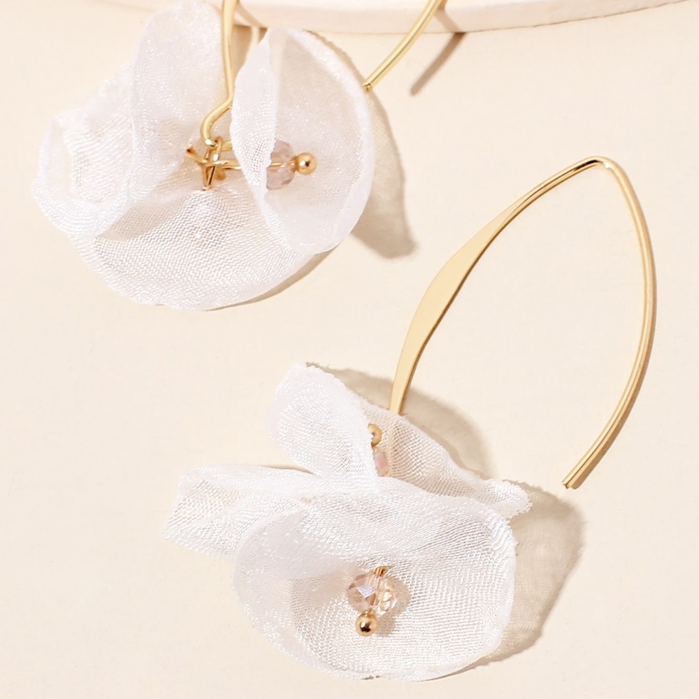 Soft White Blossom Drop Earrings
